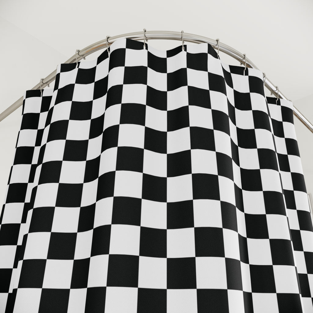 Black and White Buffalo Check Shower Curtain