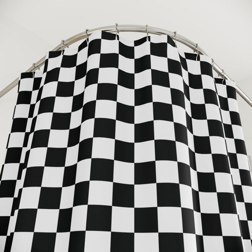 Black and White Buffalo Check Shower Curtain