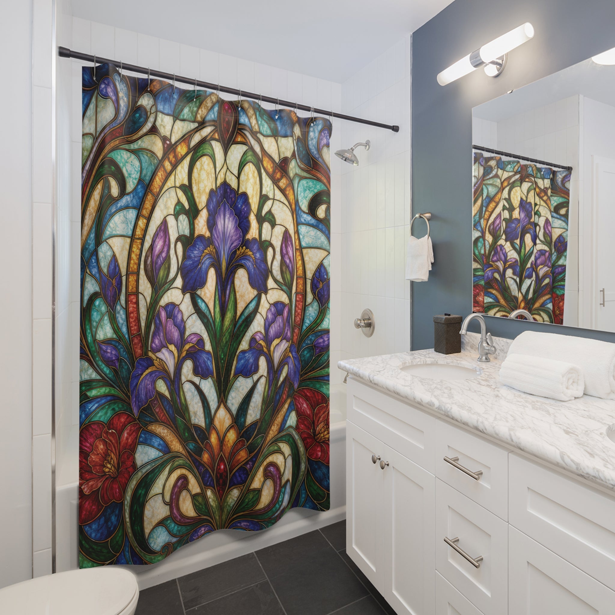 Stained Glass Shower Curtain: Nouveau Floral