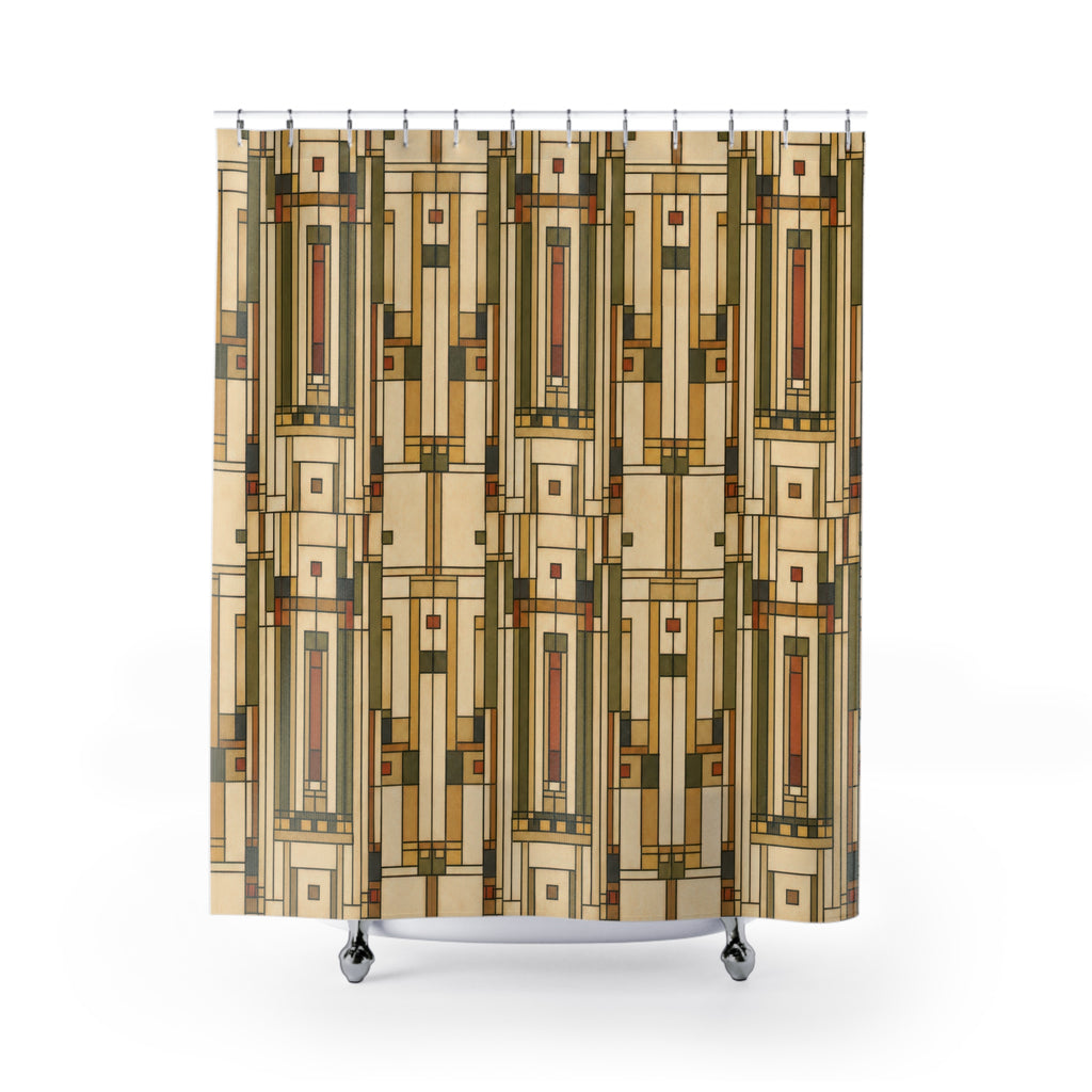 Prairie Geometric Frank Lloyd Wright Inspired Shower Curtain