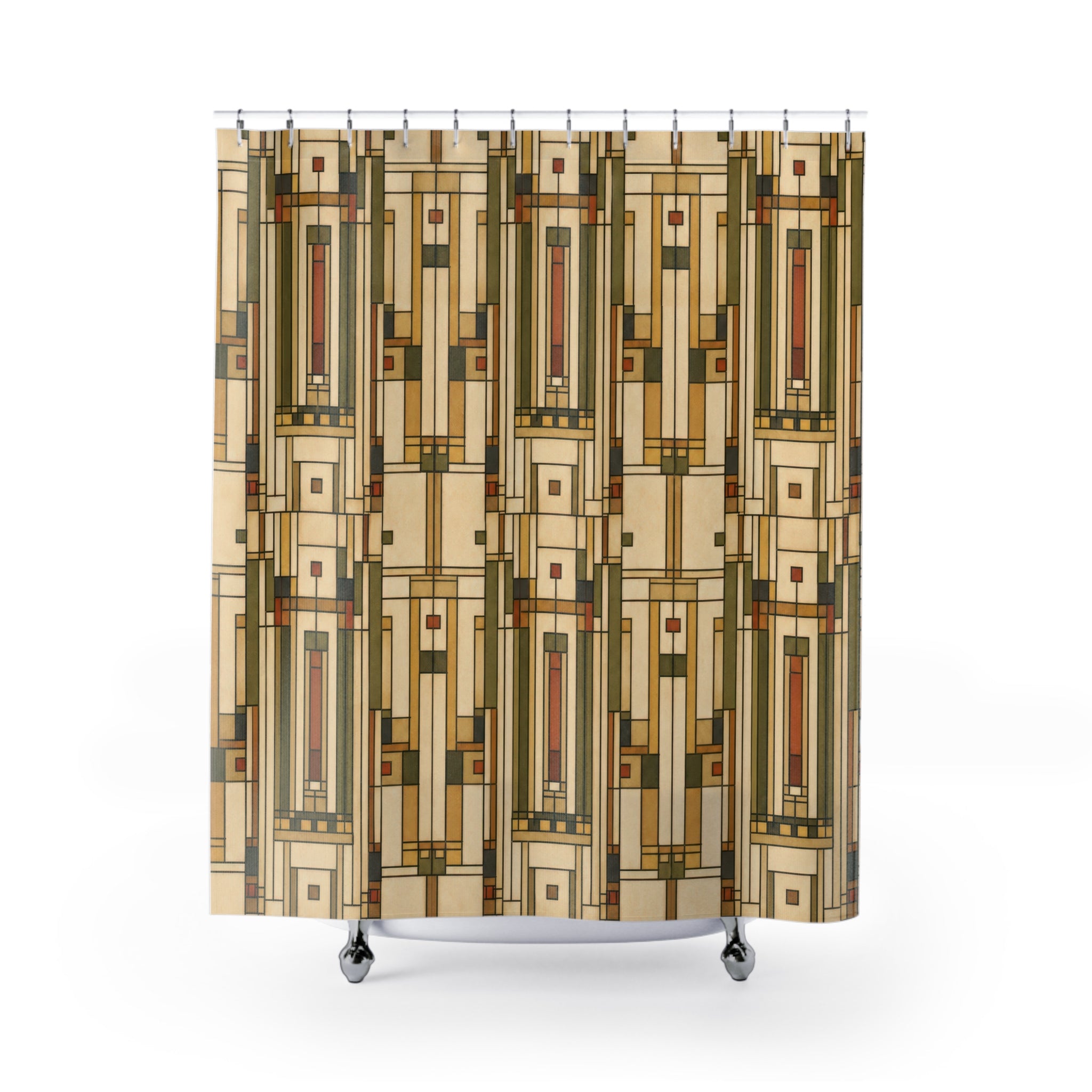Prairie Geometric Frank Lloyd Wright Inspired Shower Curtain