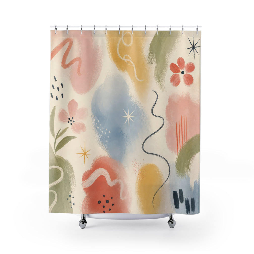 Retro Pastel Abstract Shower Curtain