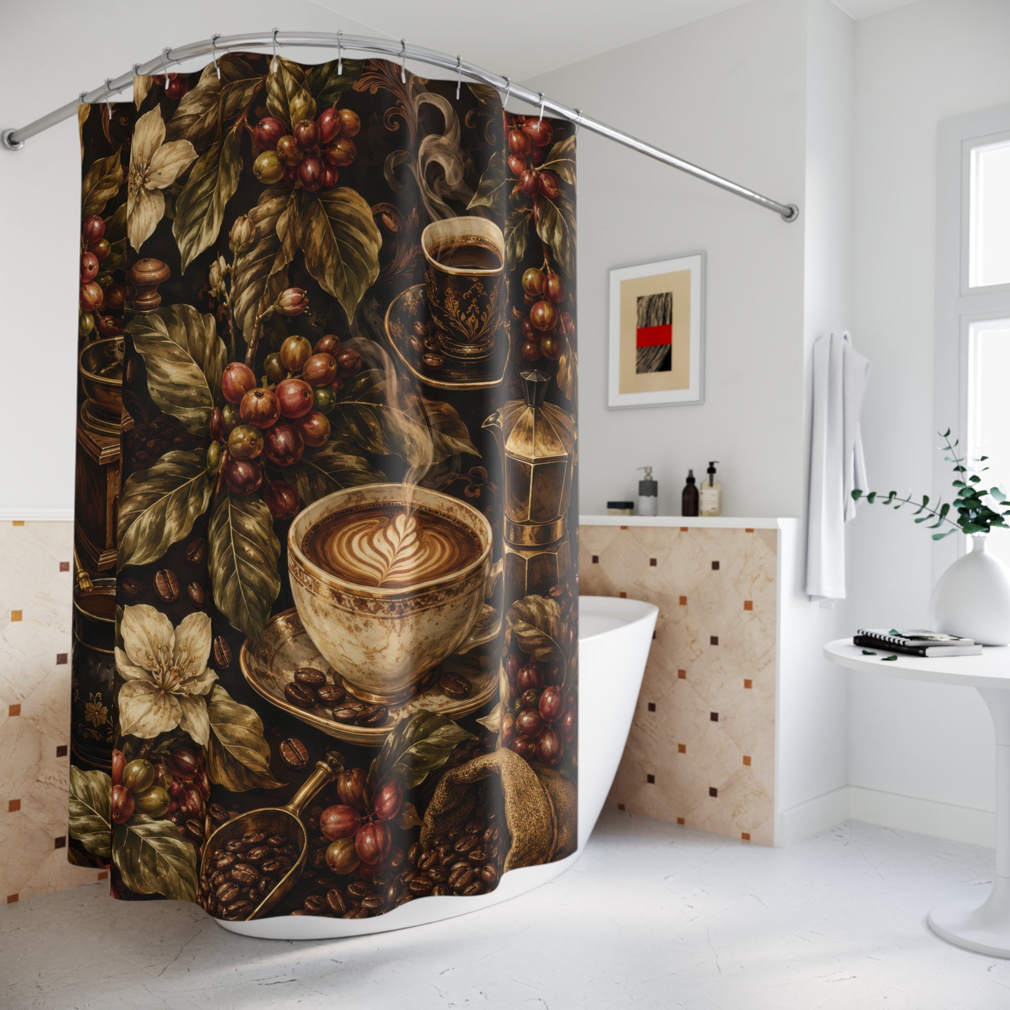 Coffee Shower Curtain: Espresso Cafe