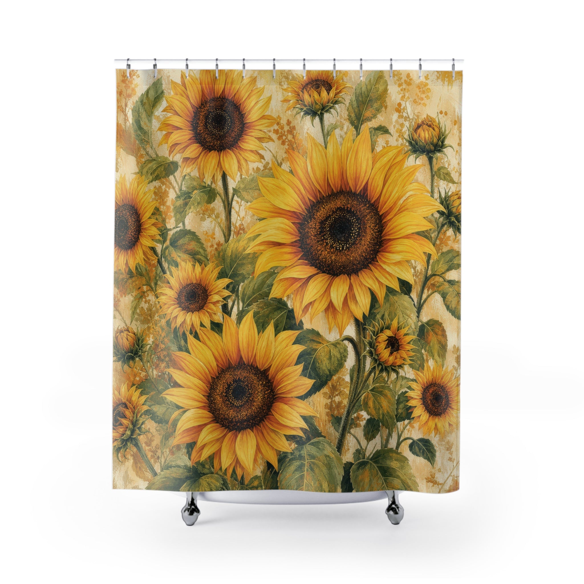 Sunflower Shower Curtain: Yellow Flower Botanical