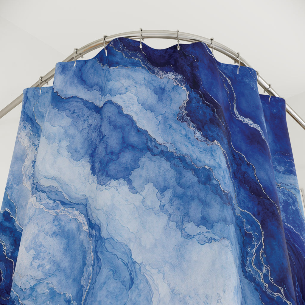 Blue Agate Marble Shower Curtain