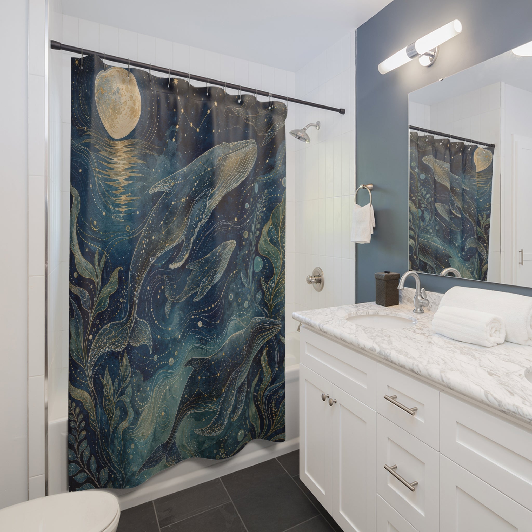 Whale Song Constellation Shower Curtain