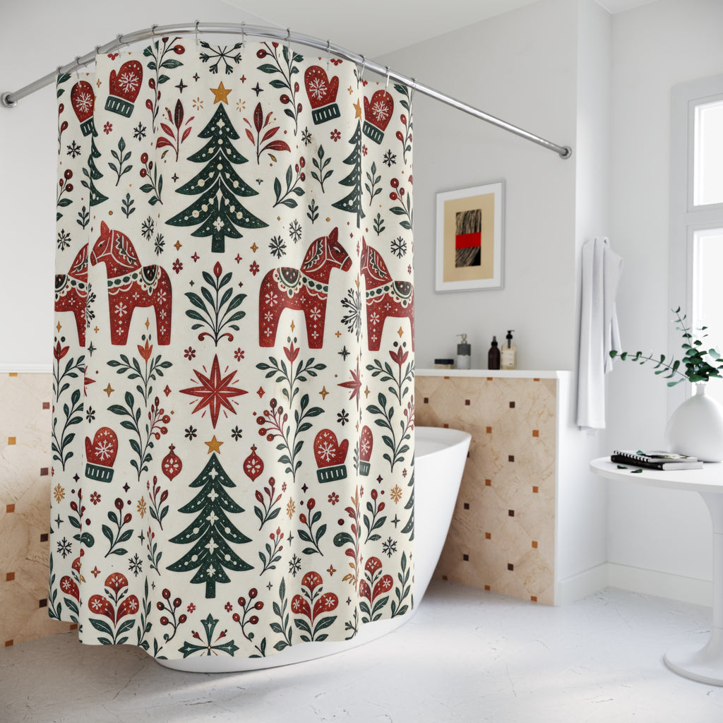 Reindeer Tree Folk Shower Curtain