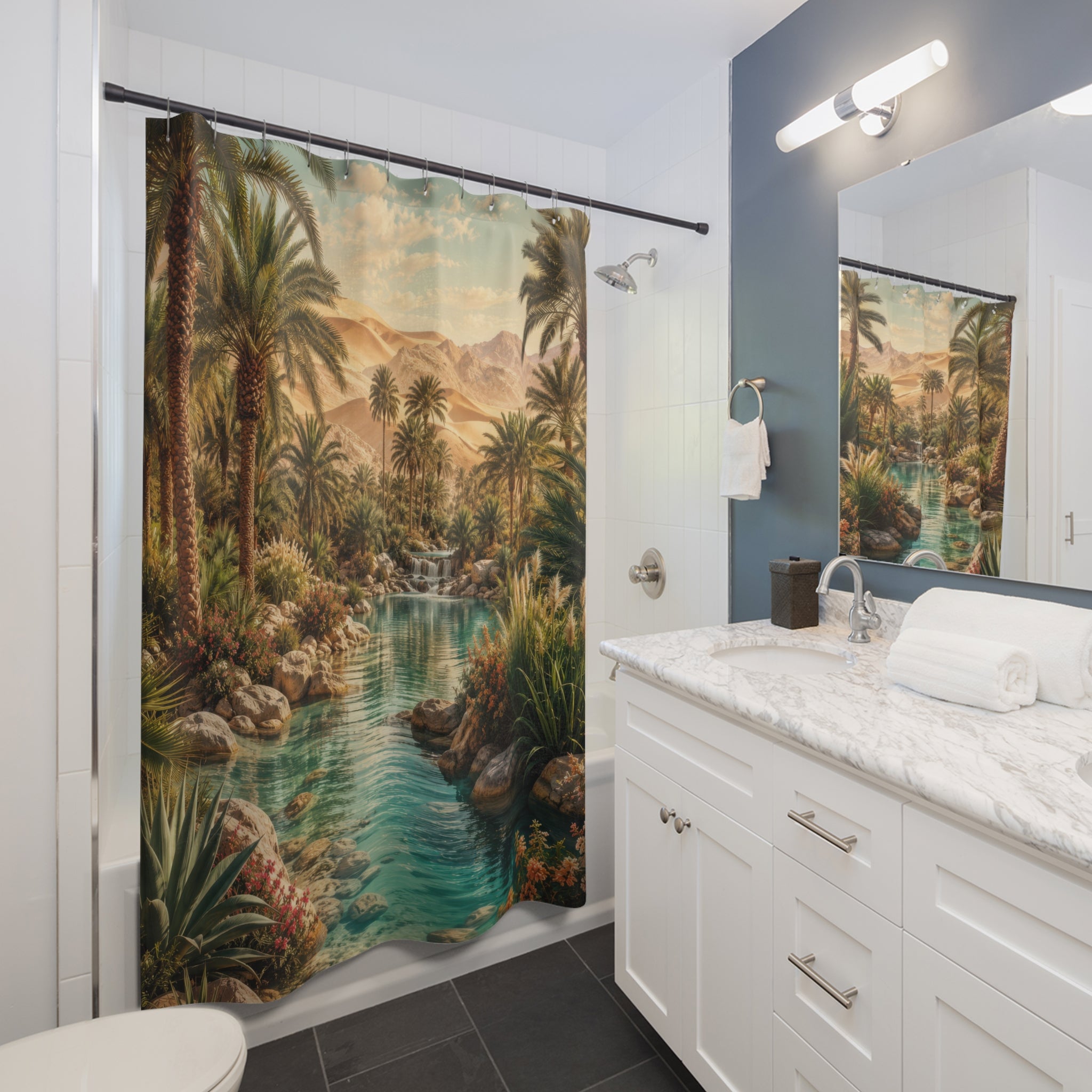 Oasis Shower Curtain: Desert Palm Nature