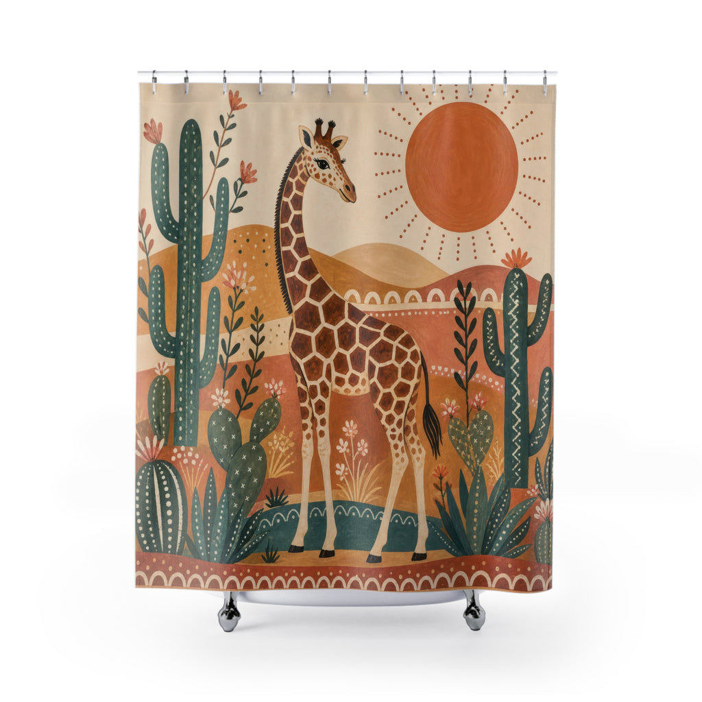 Desert Cactus Safari Animal Shower Curtain