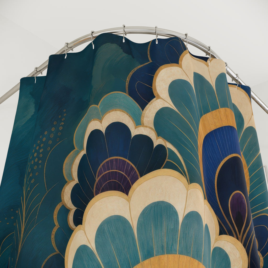 Peacock Scallop Fan Shower Curtain