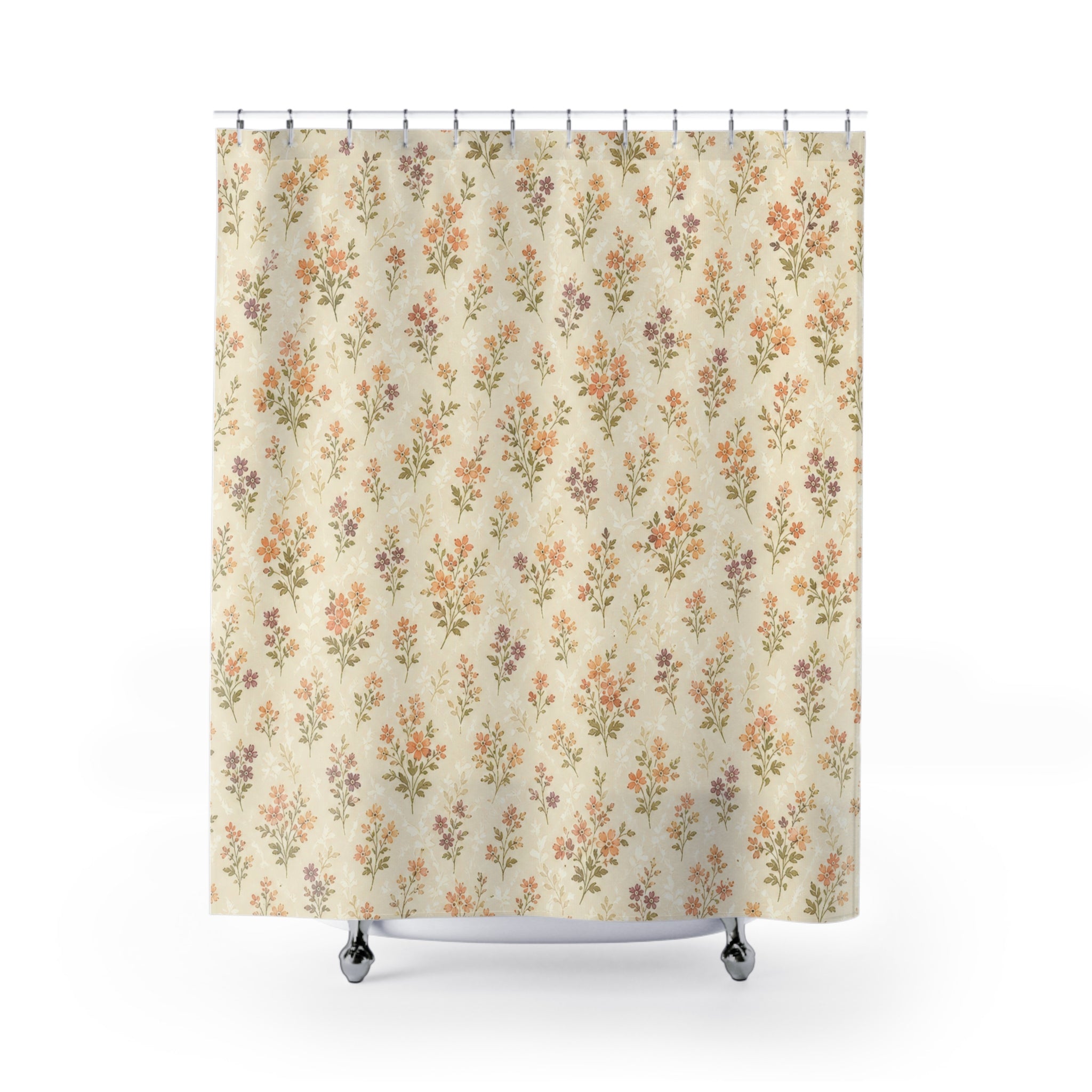 Peach Vintage Floral Shower Curtain