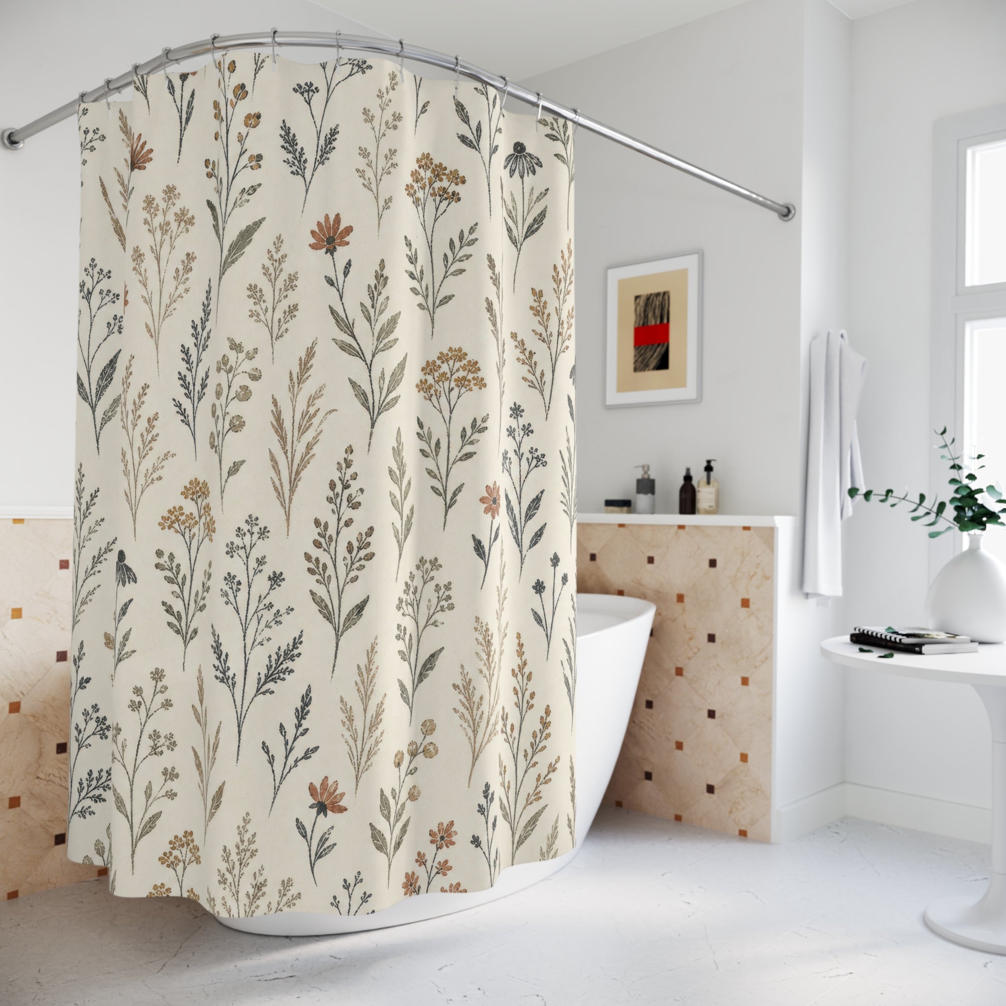 Delicate Botanical Meadow Shower Curtain