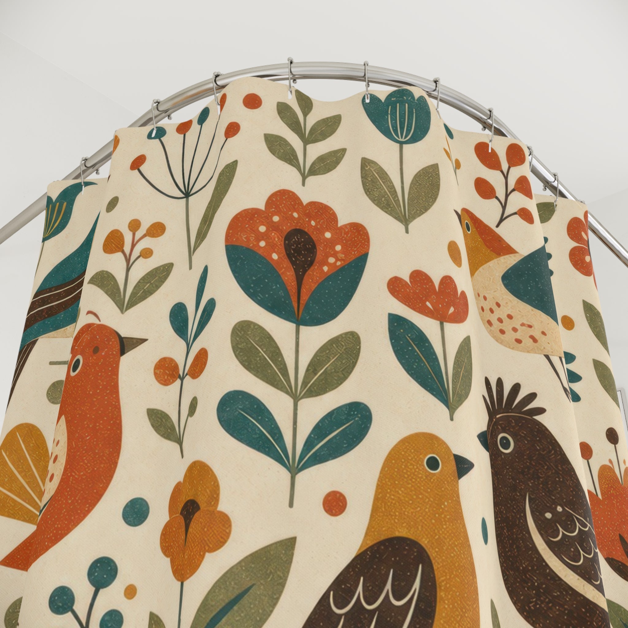 Folk Art Flower Shower Curtain