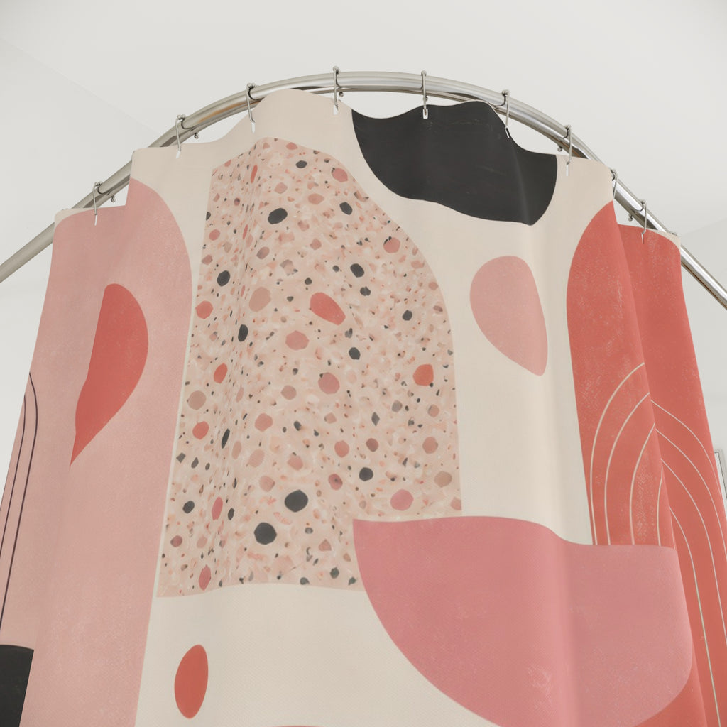 Retro Geometric Mid Century Modern Pink Shower Curtain