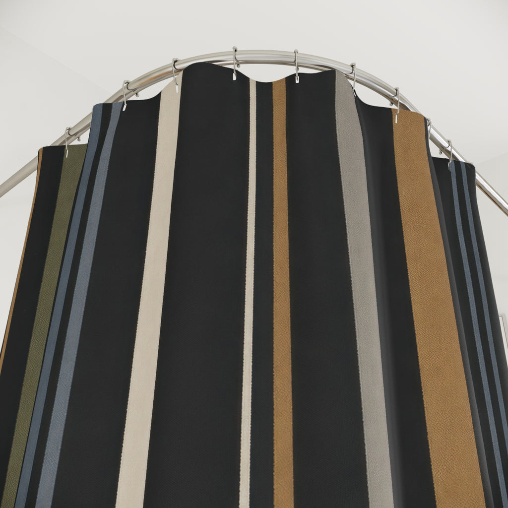 Charcoal Taupe Vertical Stripe Shower Curtain
