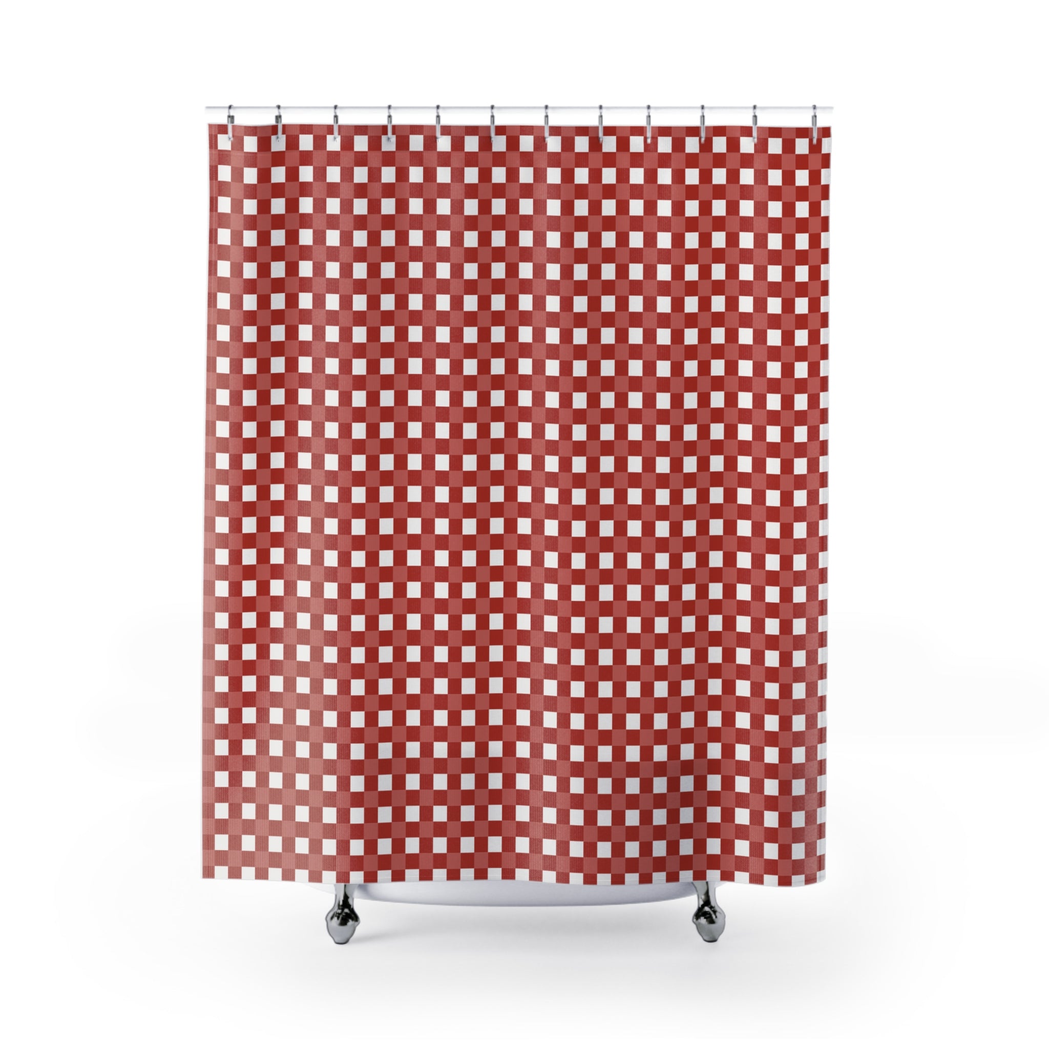 Red & White Gingham Shower Curtain – Classic Check