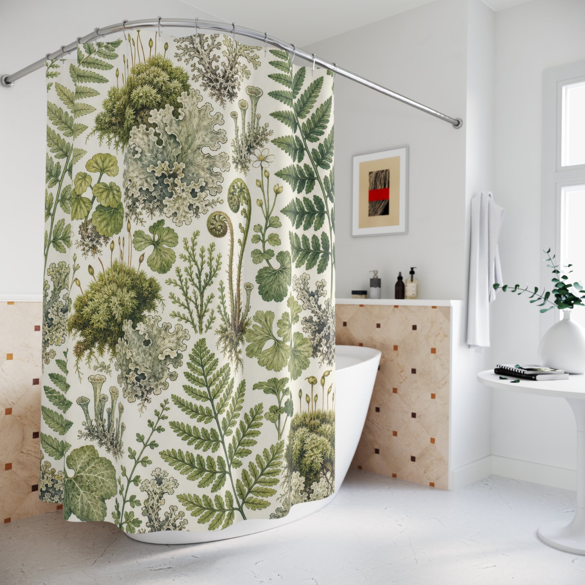 Moss Lichen Botanical Plant Print Shower Curtain