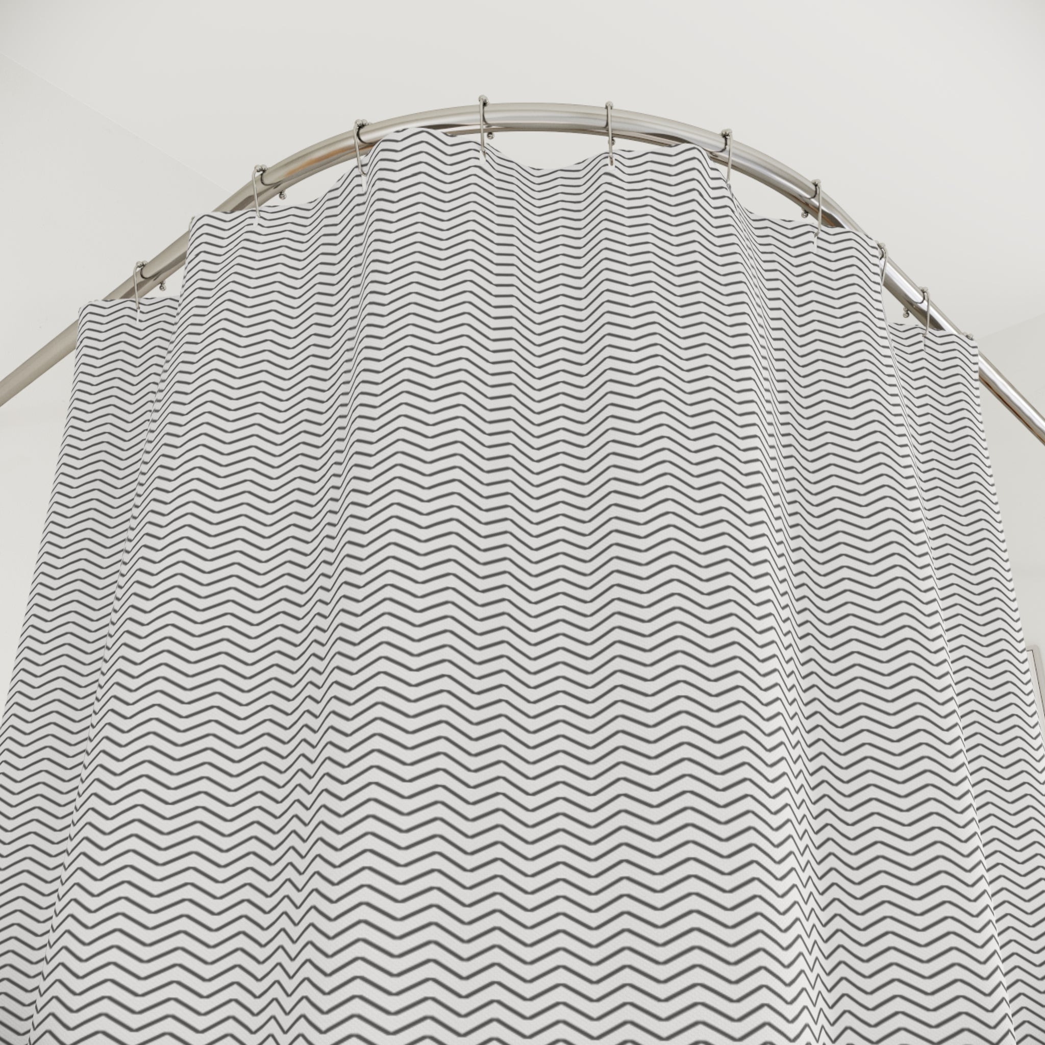 Grey and White Herringbone Shower Curtain