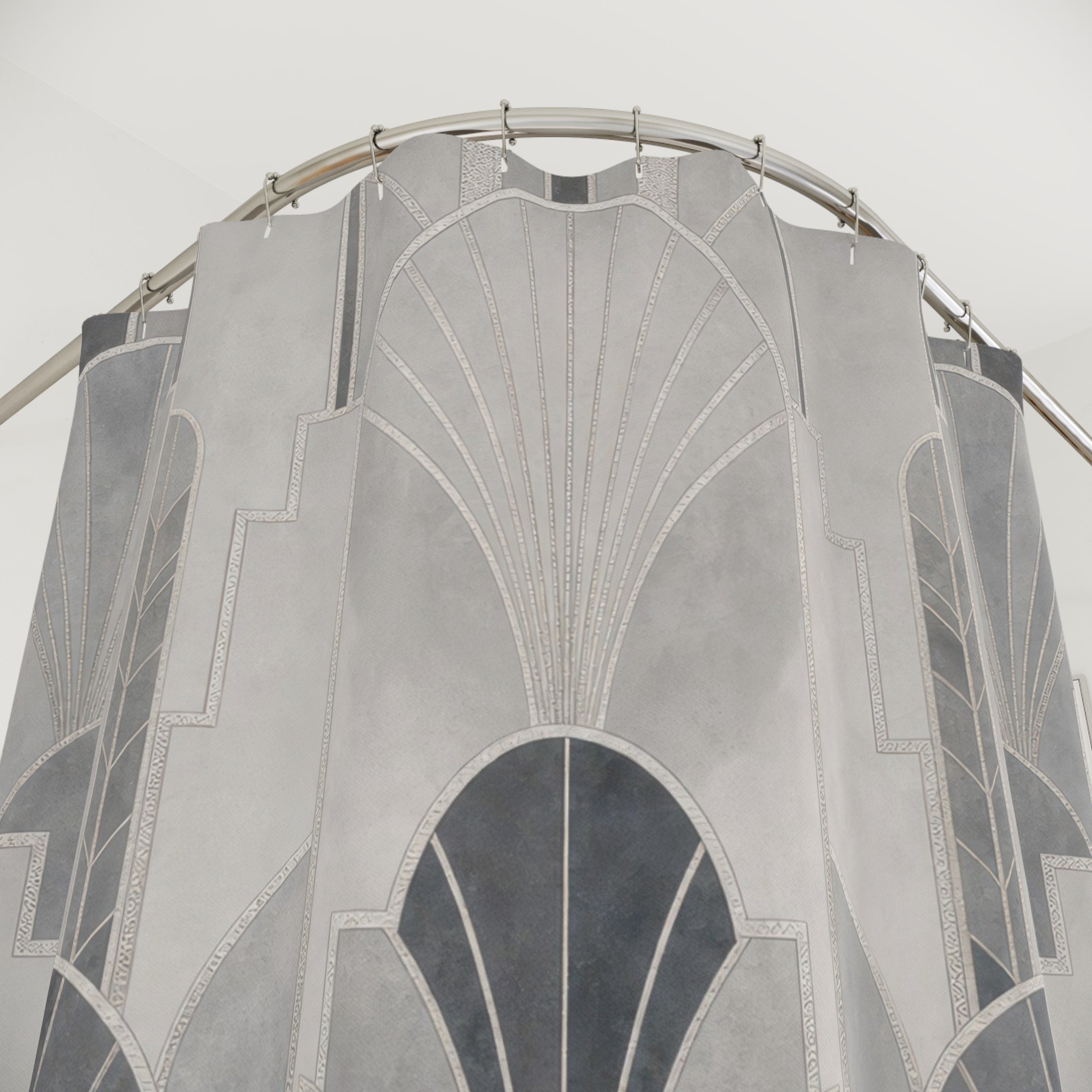 Gray Fan Arch Geometric Shower Curtain