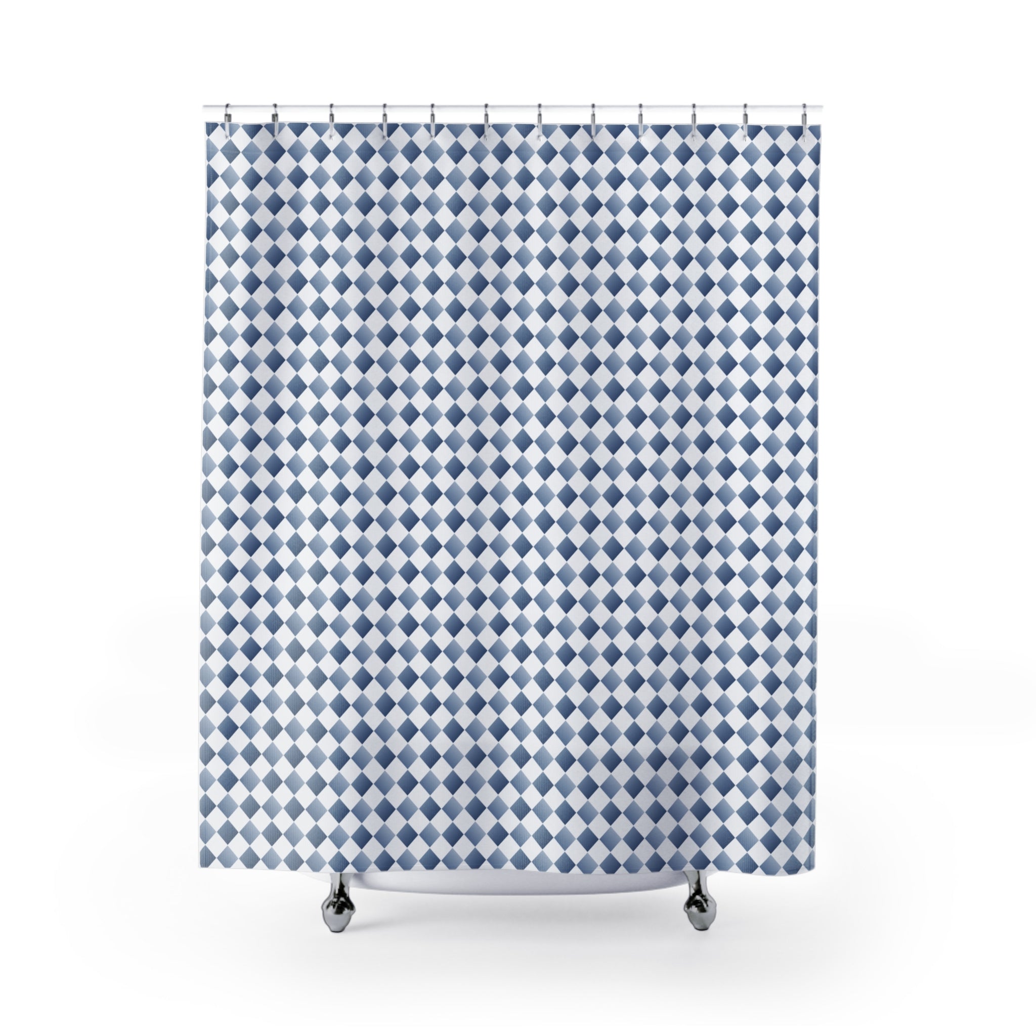 Blue and White Tonal Diamond Shower Curtain