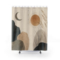 Minimal Crescent Moon Shower Curtain