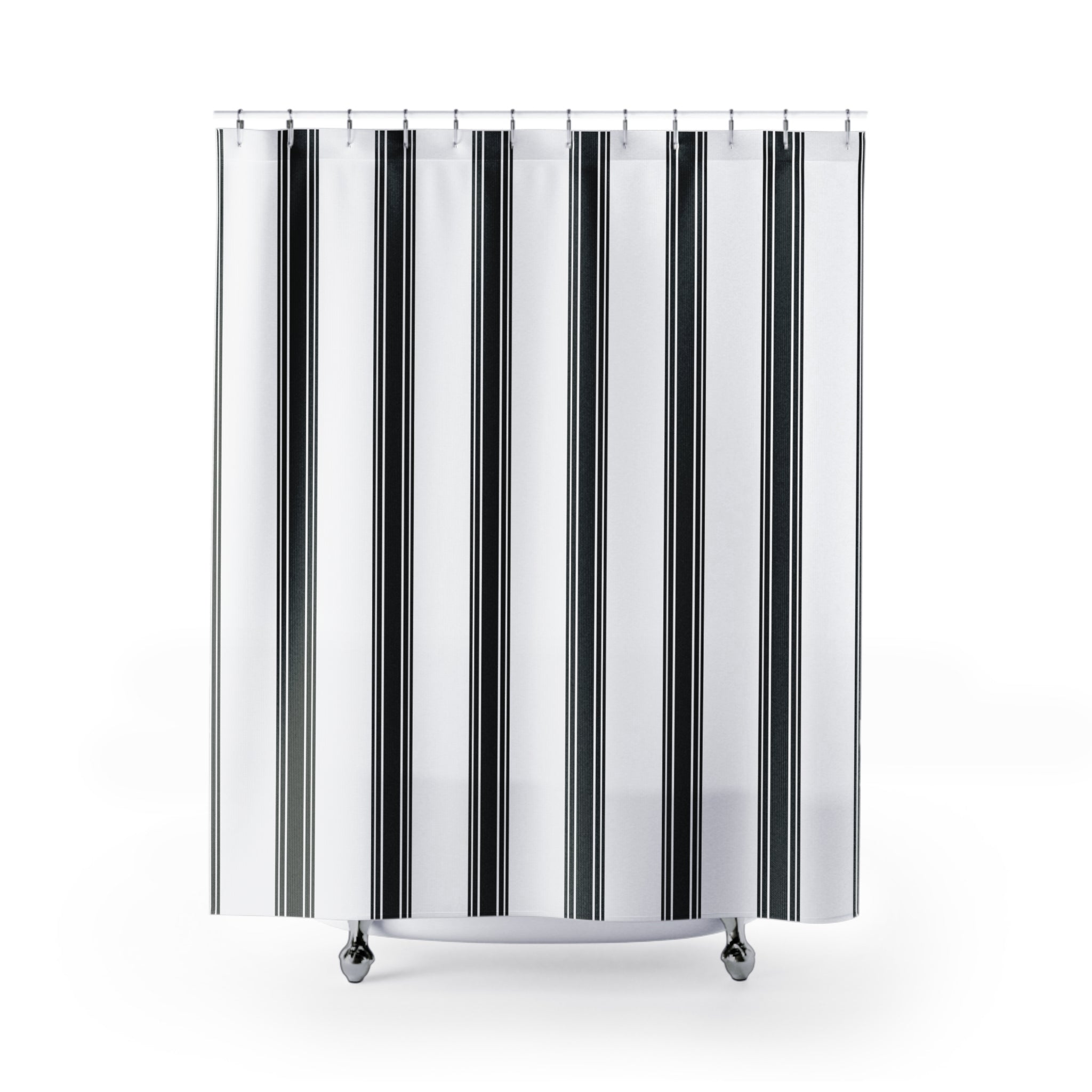 Black Ticking Stripe Shower Curtain – Modern Farmhouse