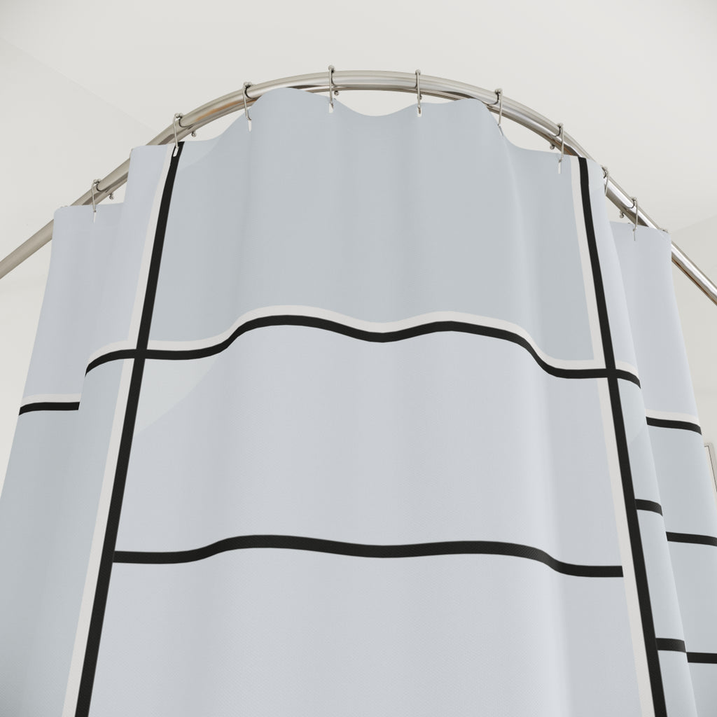 Industrial Steel Grid Window Shower Curtain