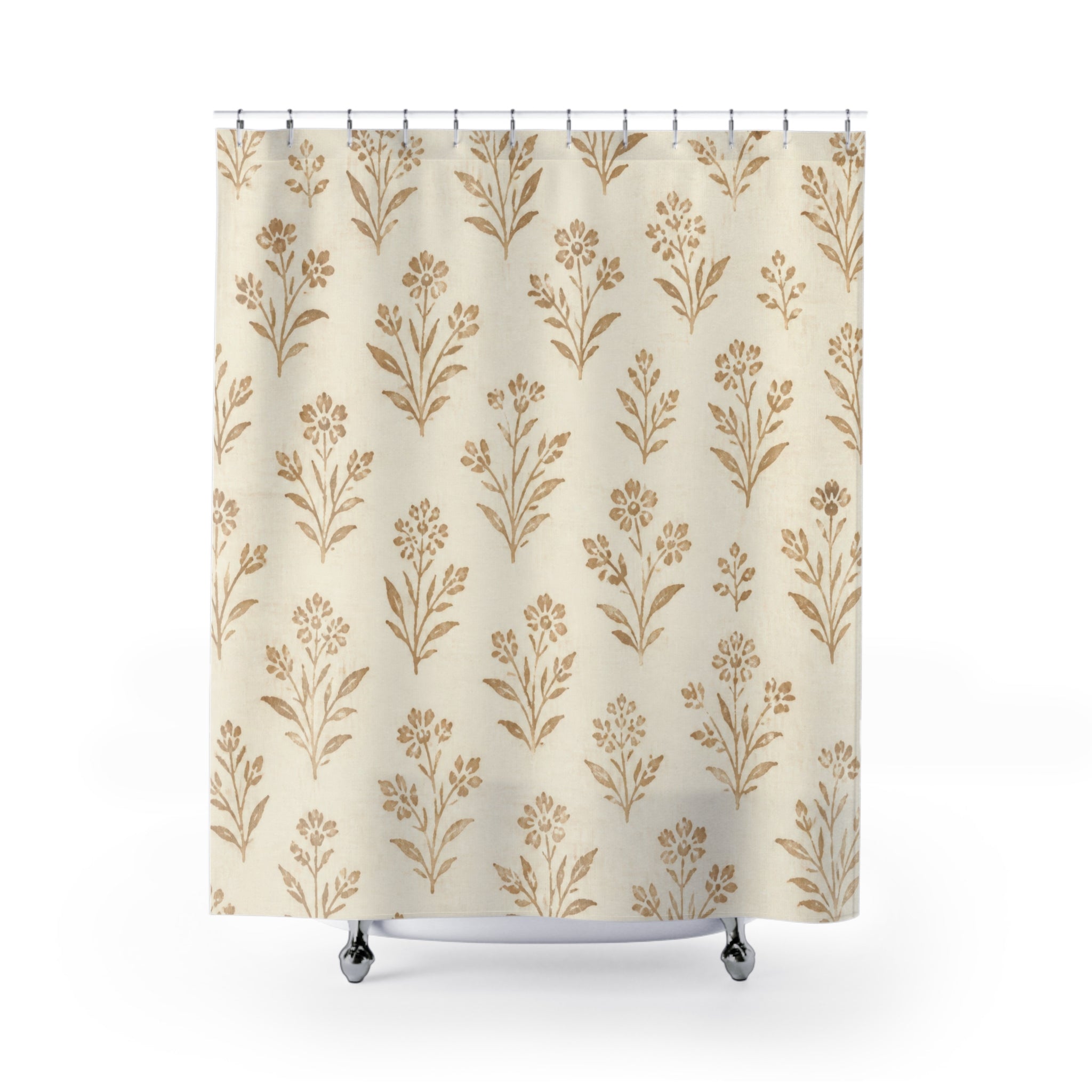 Tan Botanical Sprig Shower Curtain