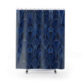 Navy Art Deco Fan Shower Curtain, Navy Blue Art Deco Bath Decor, Art Deco Fan Bath Curtain, Guest Bath Decor, Small Bathroom Decor