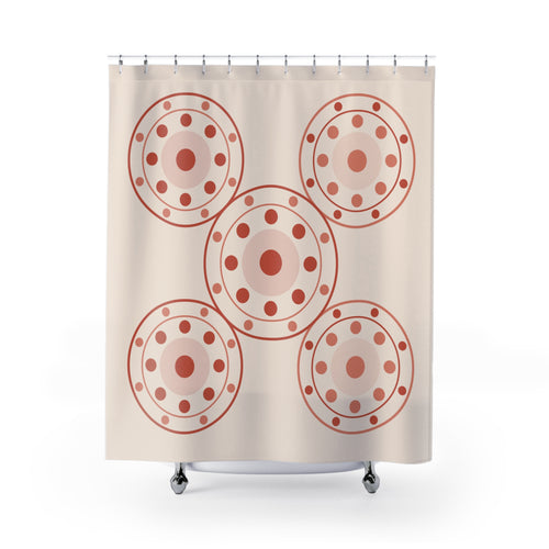 Beige and Coral Folk Medallion Shower Curtain