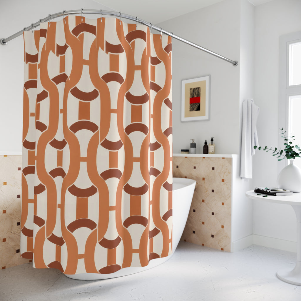 Terracotta Chain Link Lattice Shower Curtain