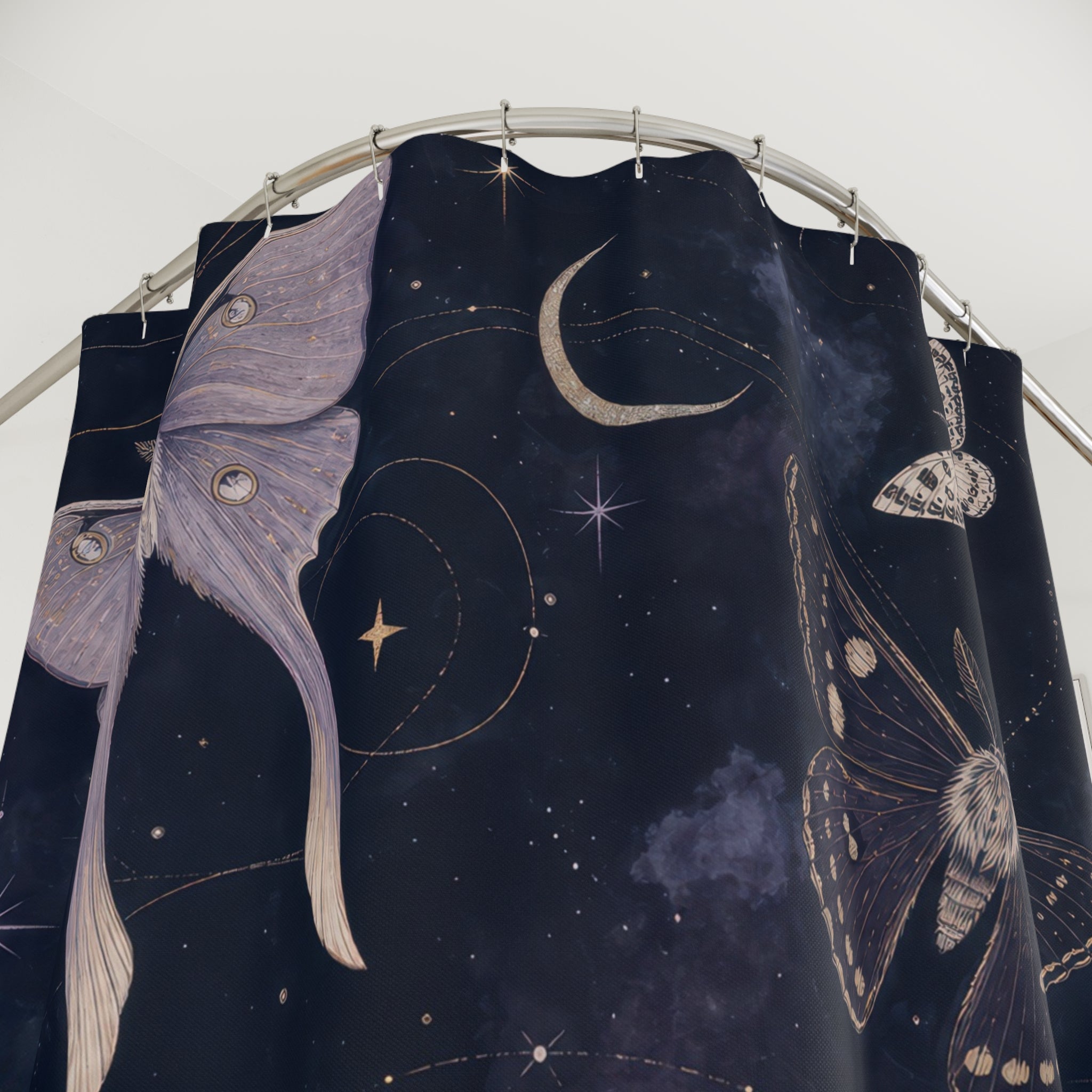 Lavender Purple Celestial Moth Shower Curtain