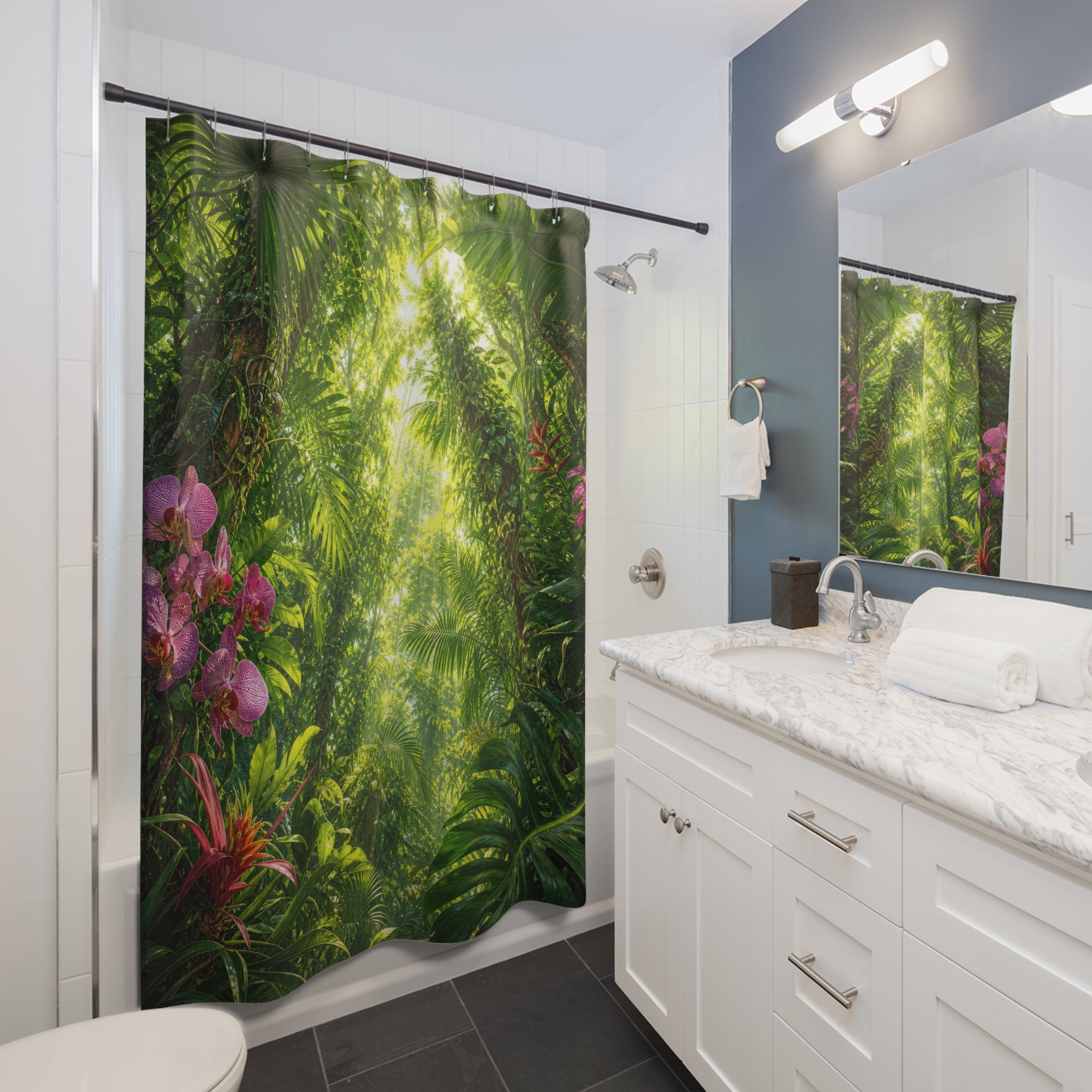 Rainforest Canopy Sunbeams Shower Curtain