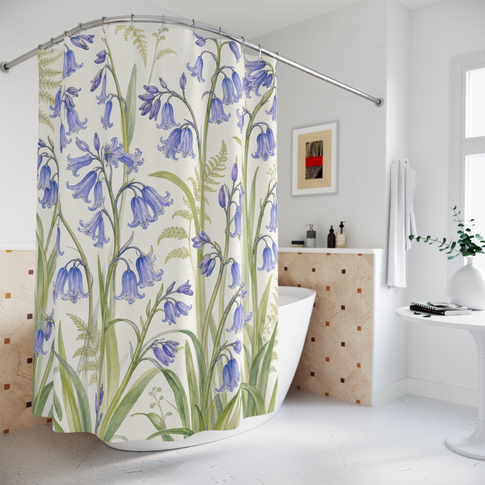 Bluebell Wildflower Botanical Shower Curtain