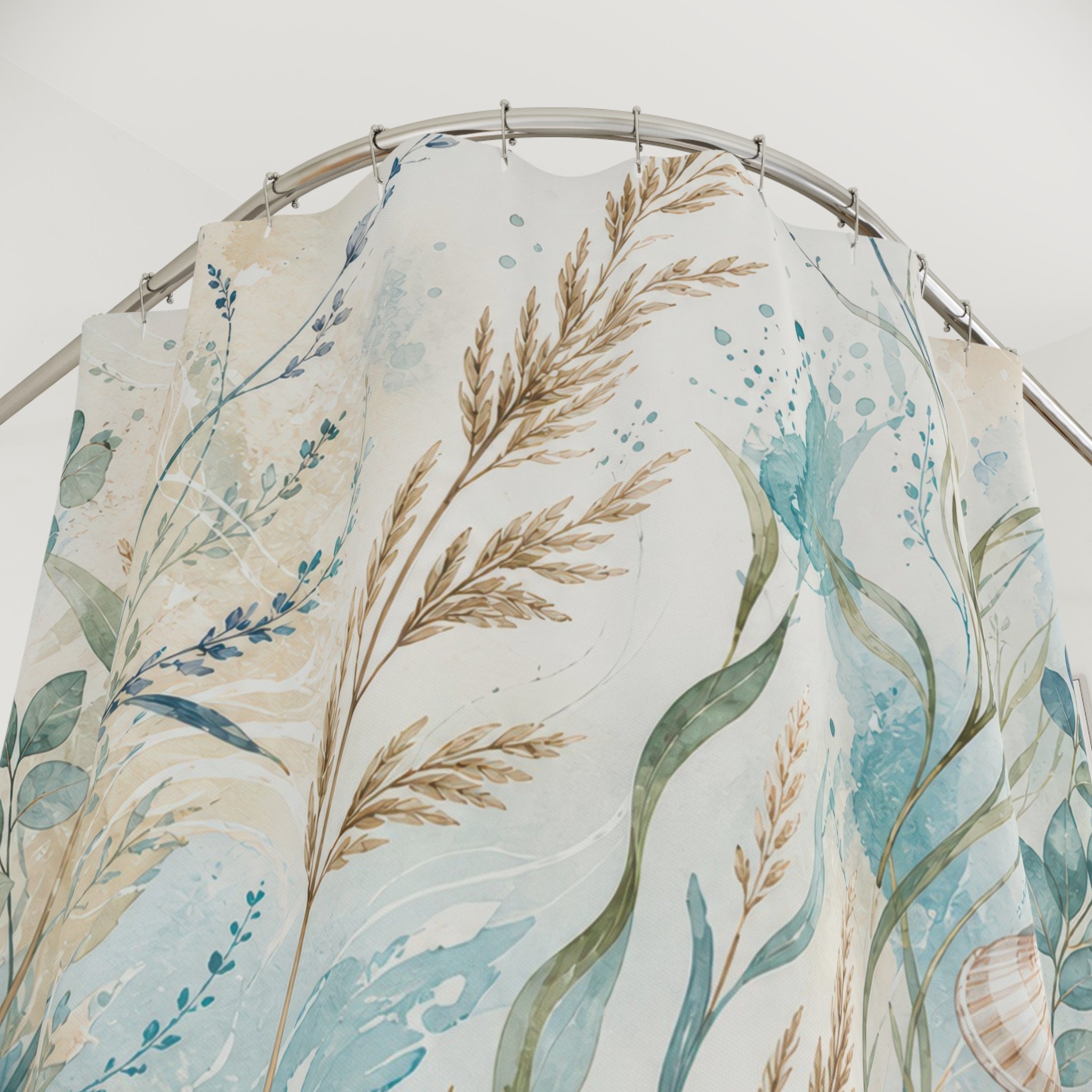 Sunlit Coastal Botanical Shower Curtain