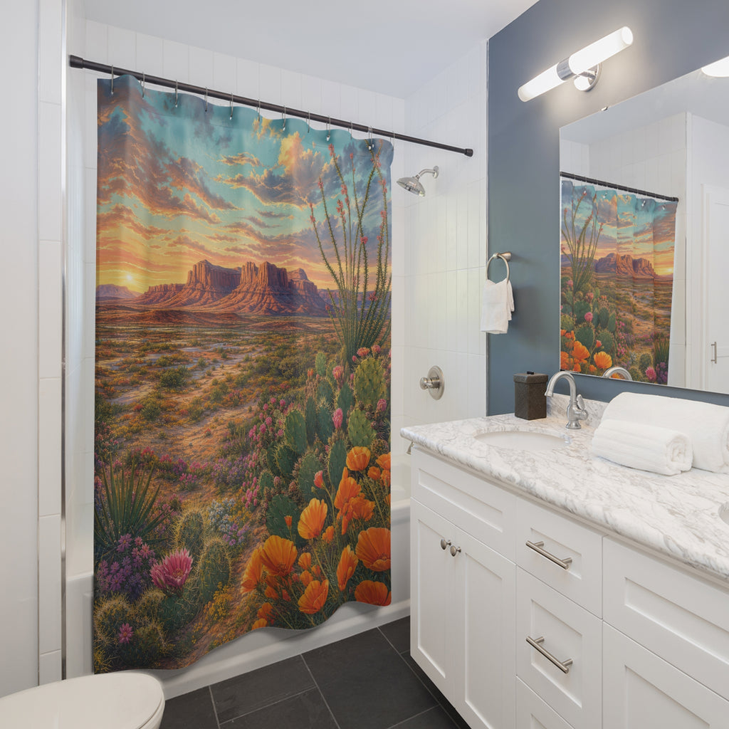 Desert Superbloom Mesas Shower Curtain