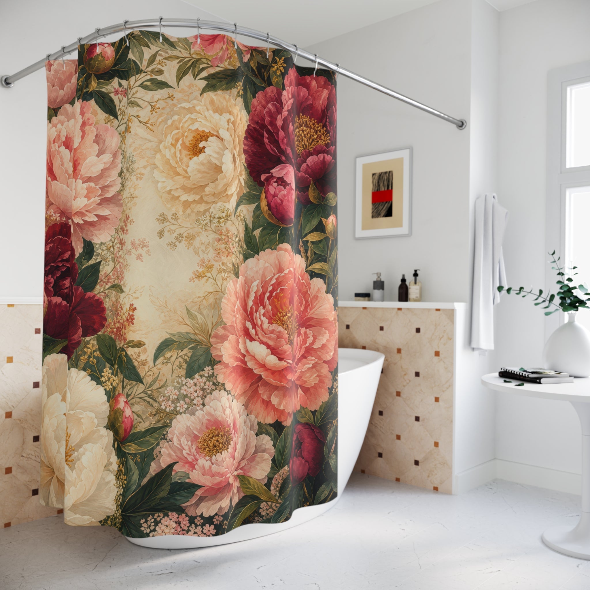 Blush Peony Garden Shower Curtain