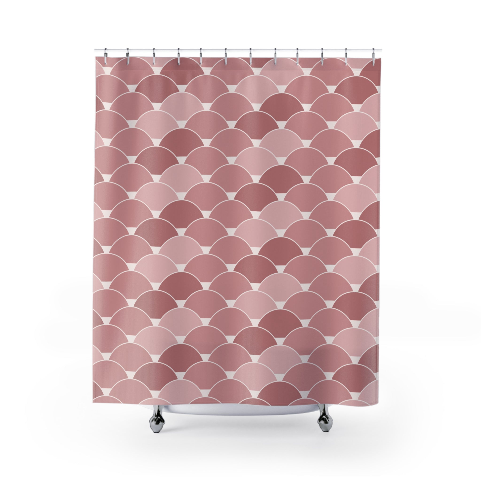 Dusty Pink Shower Curtain: Scalloped Cabana