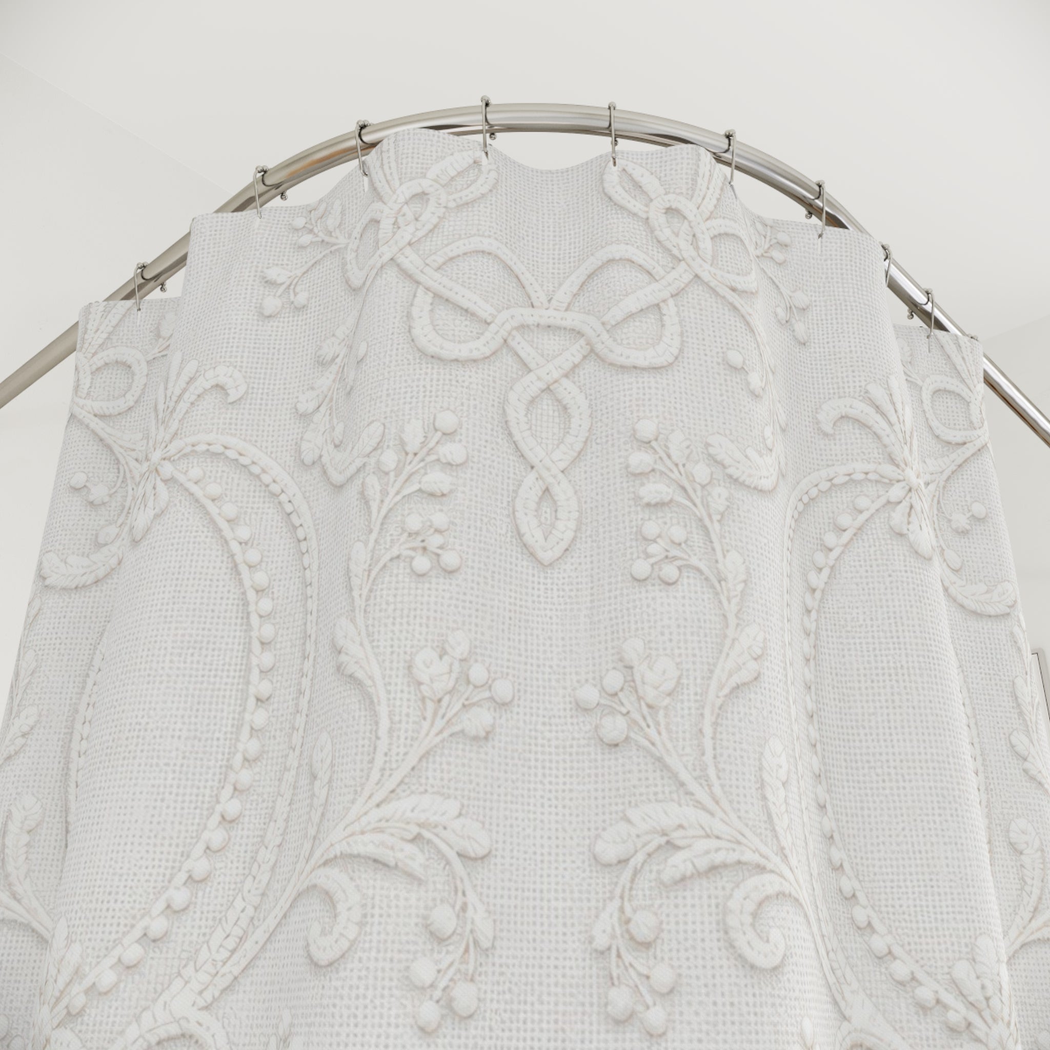 White Ornamental Frame Shower Curtain