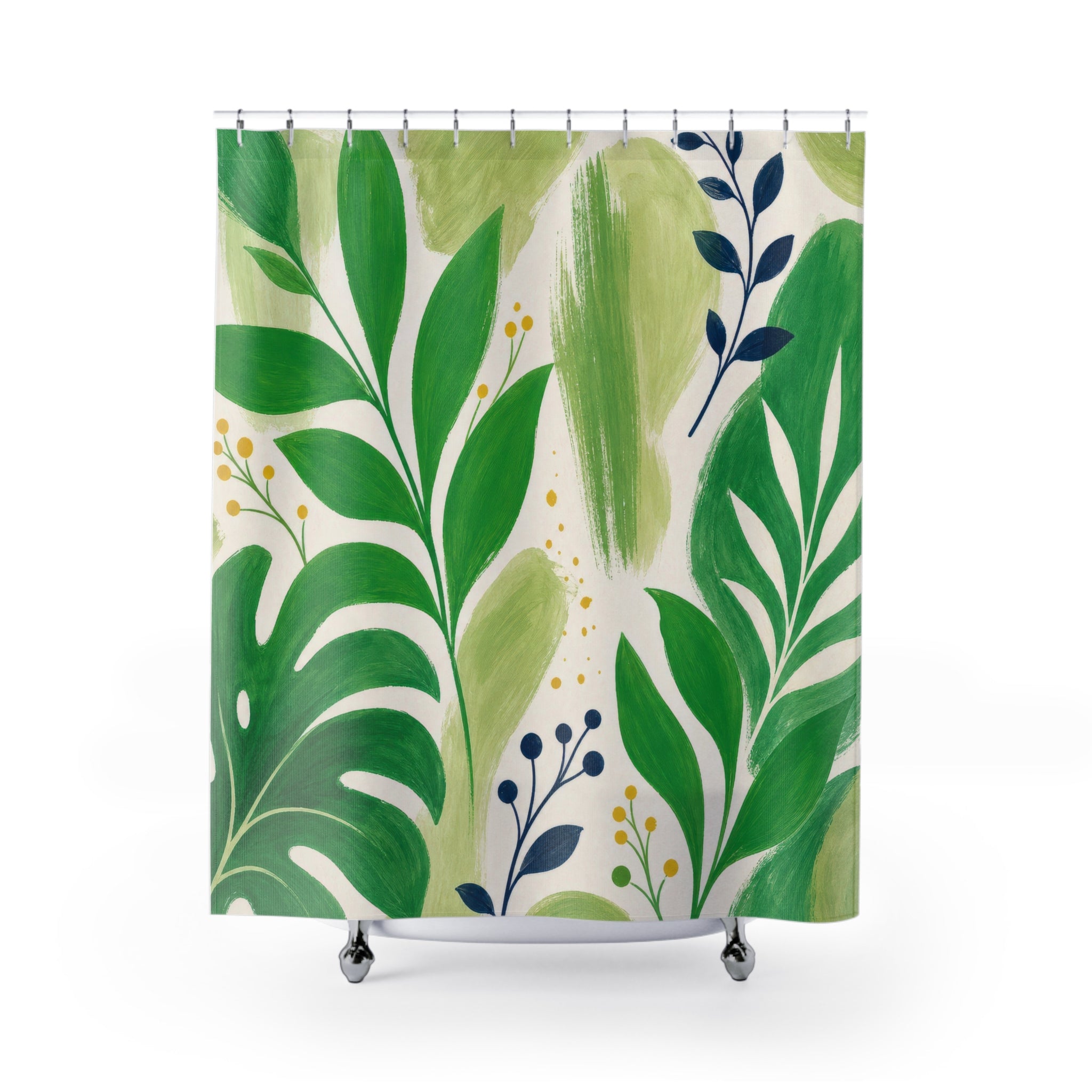 Painterly Botanical Kelly Green Shower Curtain