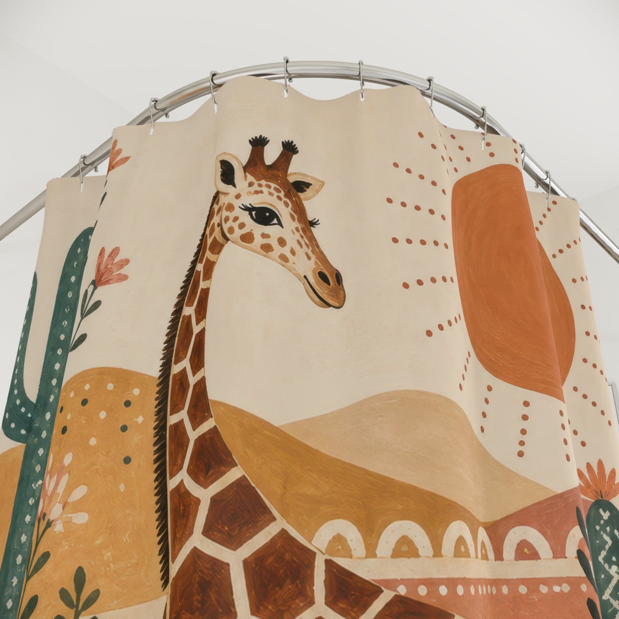 Desert Cactus Safari Animal Shower Curtain