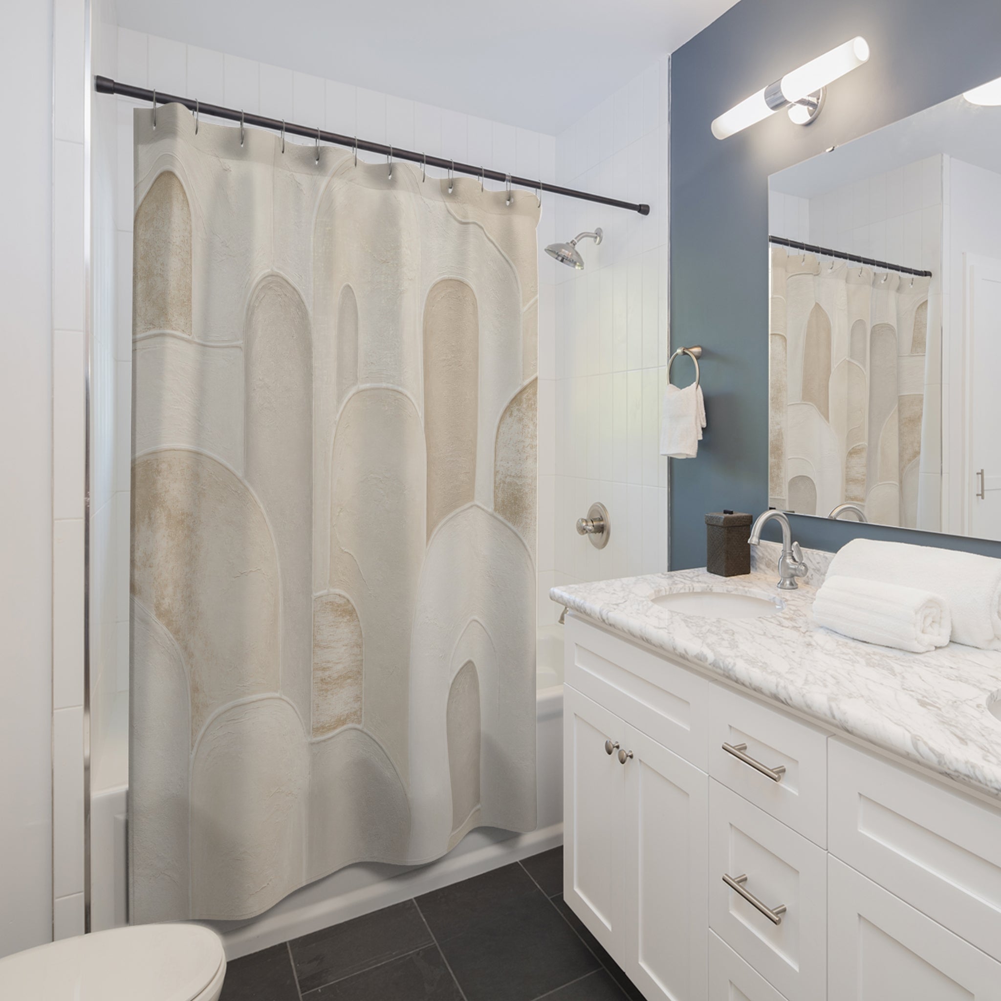 Neutral Abstract Arch Shower Curtain