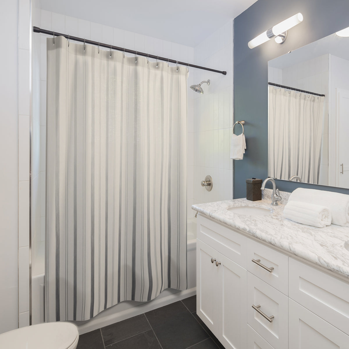 Ombre Grey Pinstripe Shower Curtain