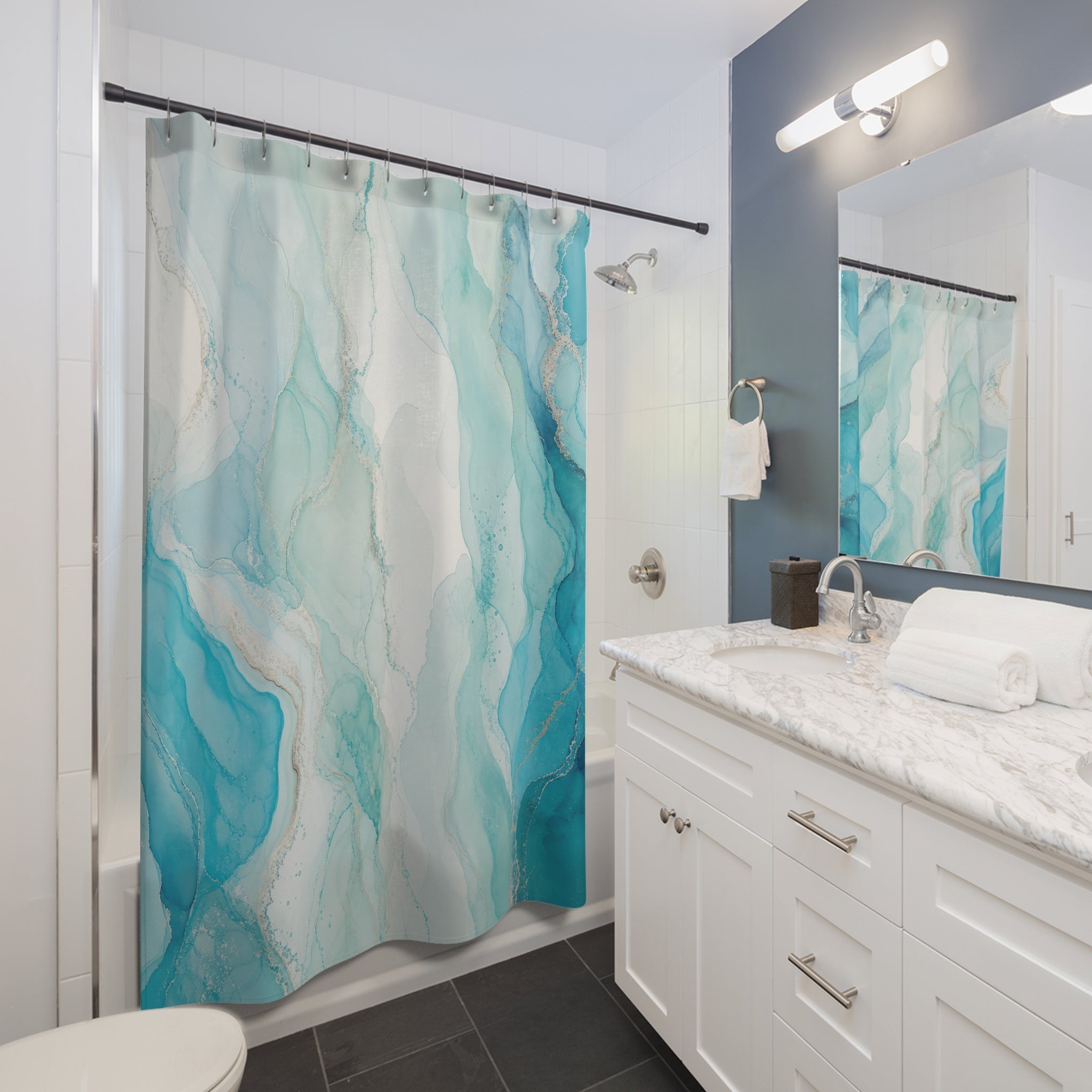 Turquoise Abstract Shower Curtain