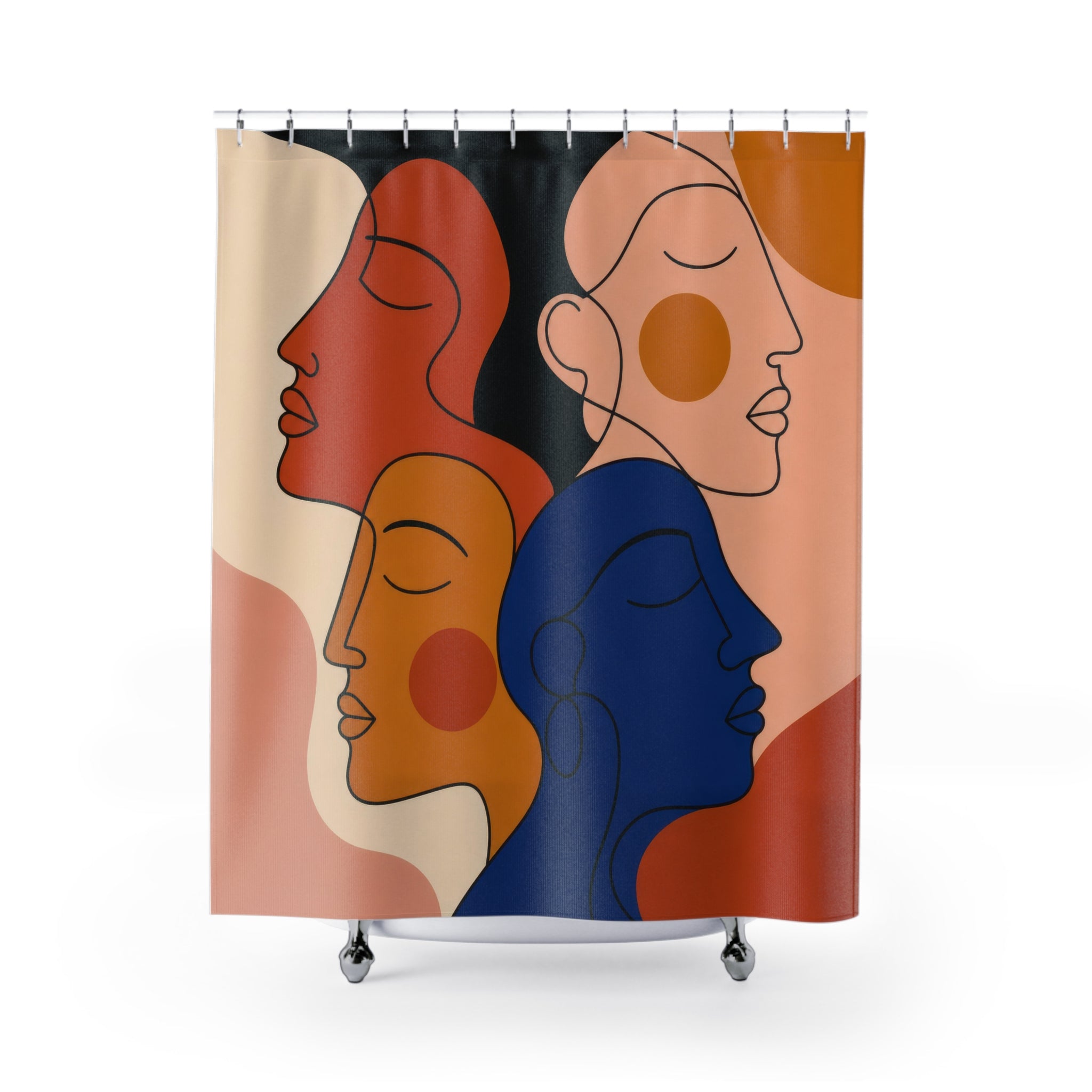 Abstract Face Line Art Shower Curtain