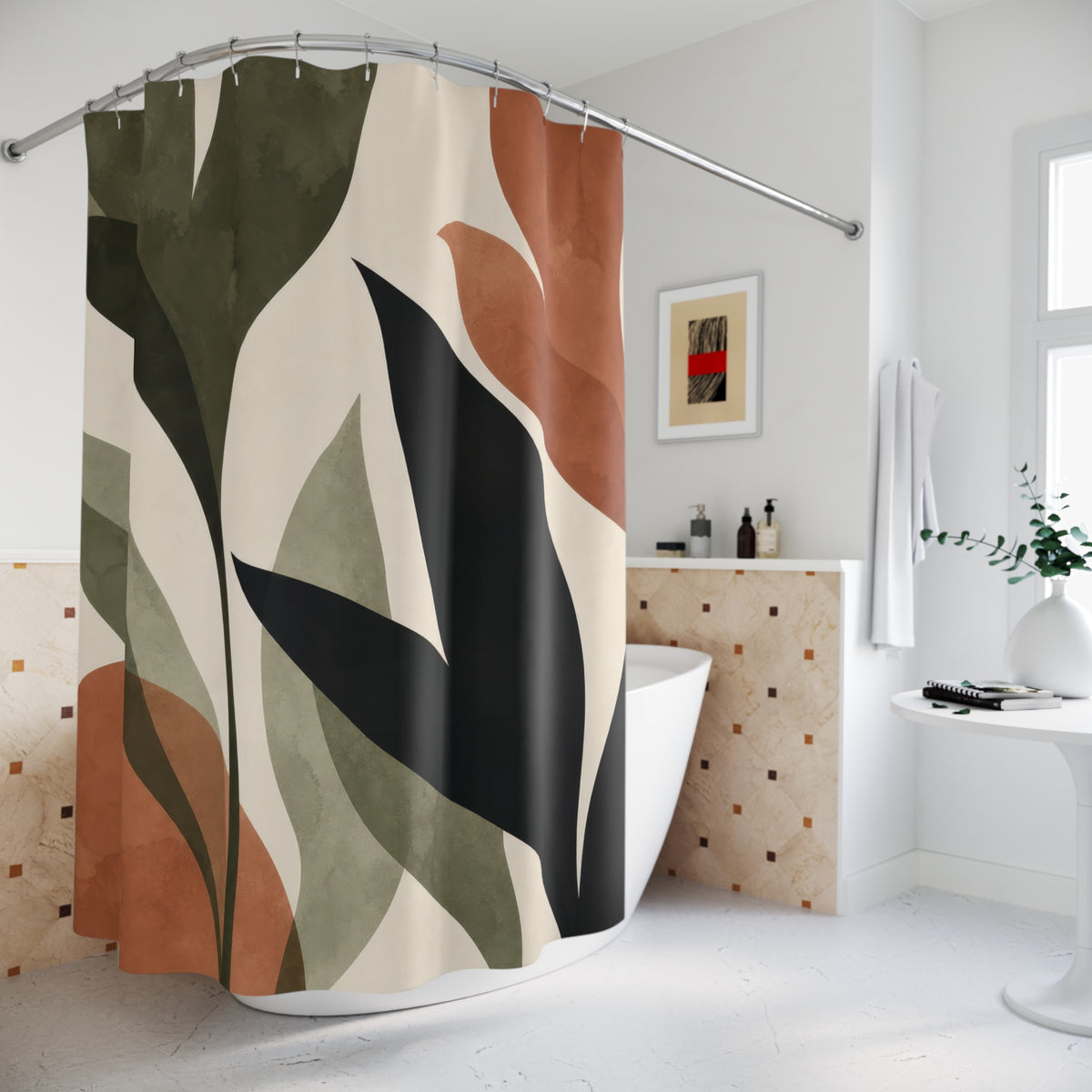 Sage Terracotta Botanical Shower Curtain