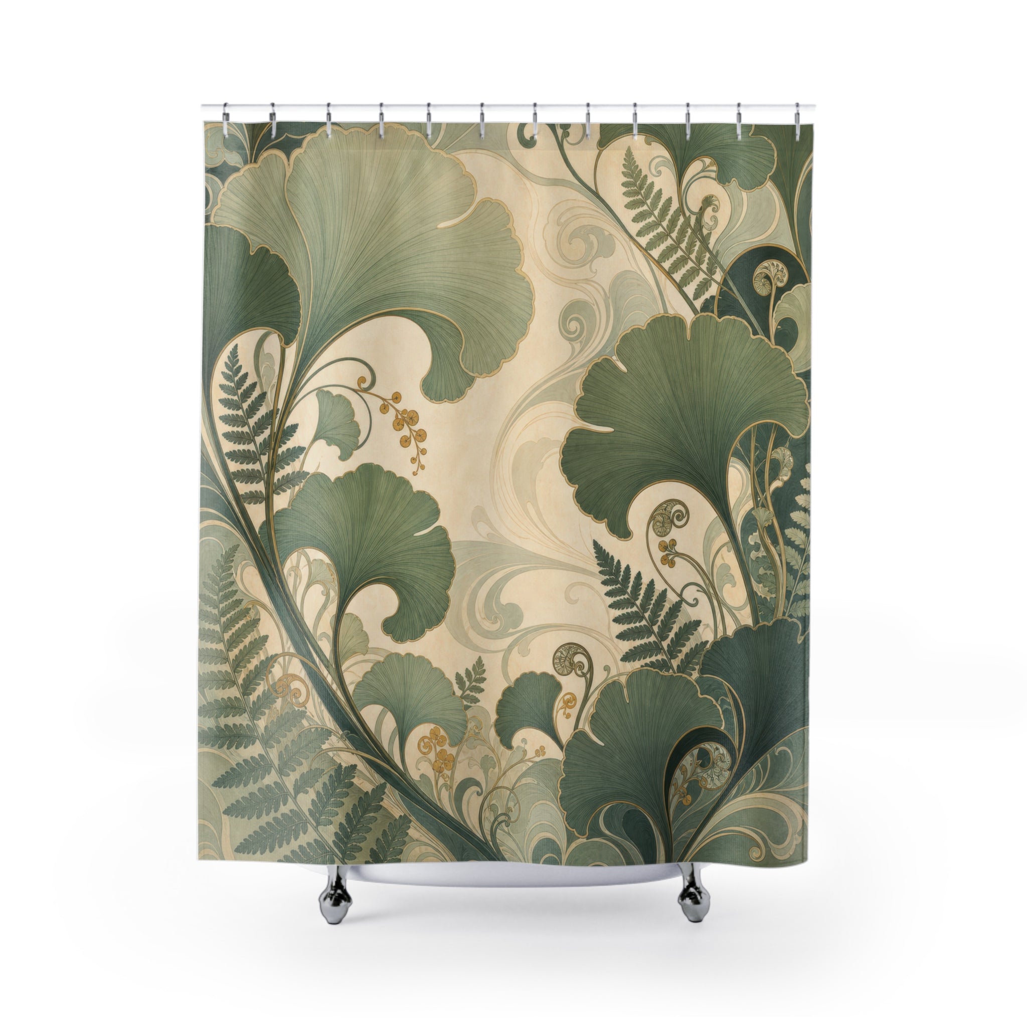 Sage Green Art Nouveau Ginkgo Shower Curtain