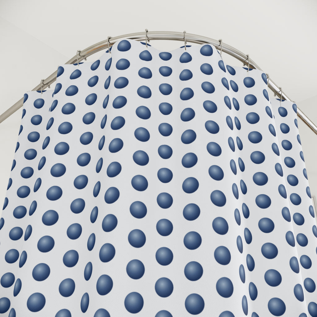 Blue and White Orb Grid Shower Curtain