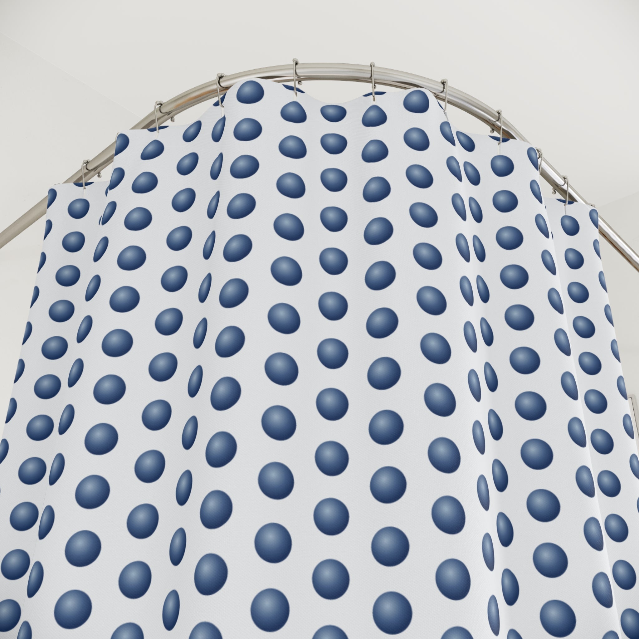 Blue and White Orb Grid Shower Curtain