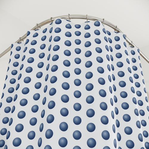Blue and White Orb Grid Shower Curtain